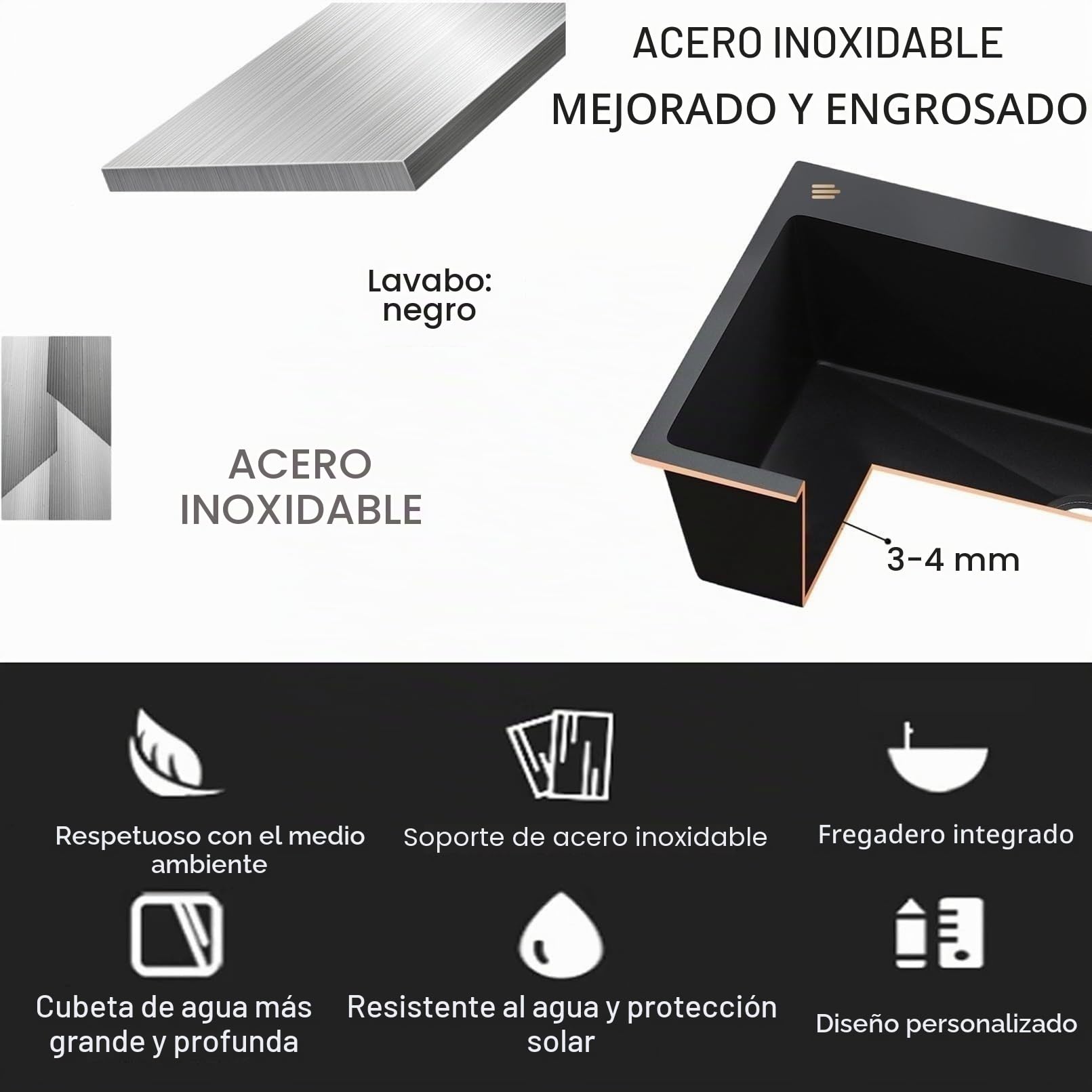 Fregadero de servicio y tina de lavandería con tubería de agua, fregaderos de cocina de acero inoxidable de 1 compartimento, estación de lavado de manos de pie para restaurante, interior y exterior