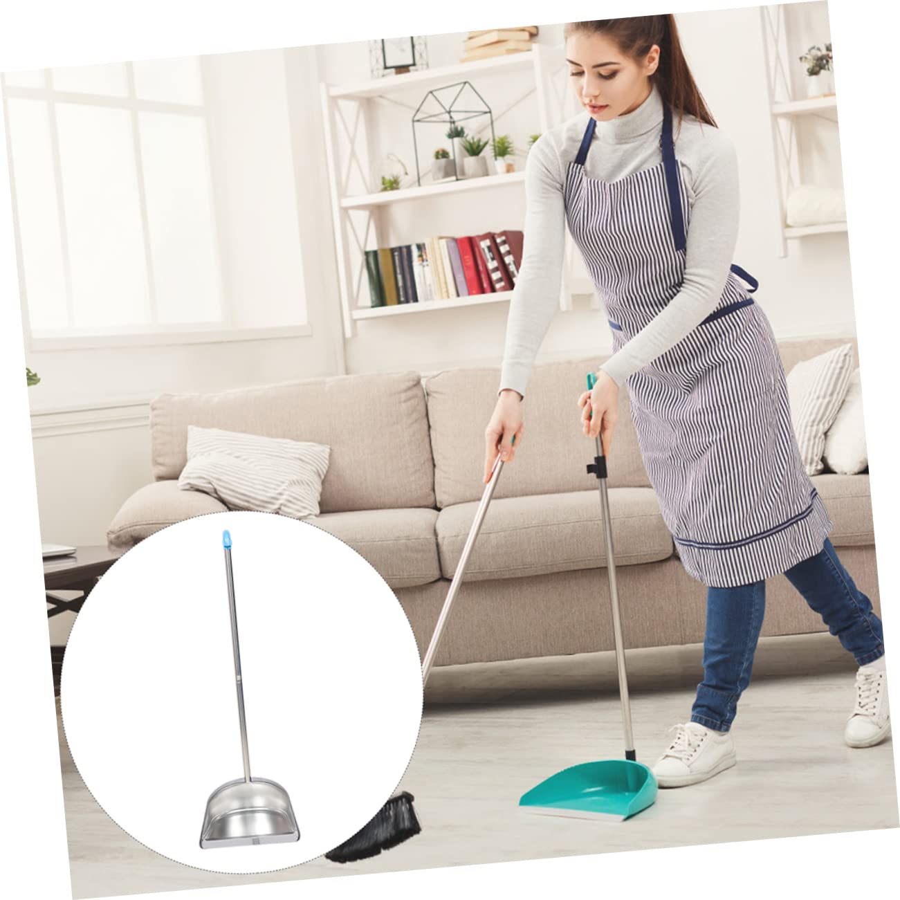 Veemoon Recogedor de Basura para Hogar Inoxidable Recogedor Multifuncional con Mango Ergonómico Resistente y Cómodo para Limpieza Cocina y Sala
