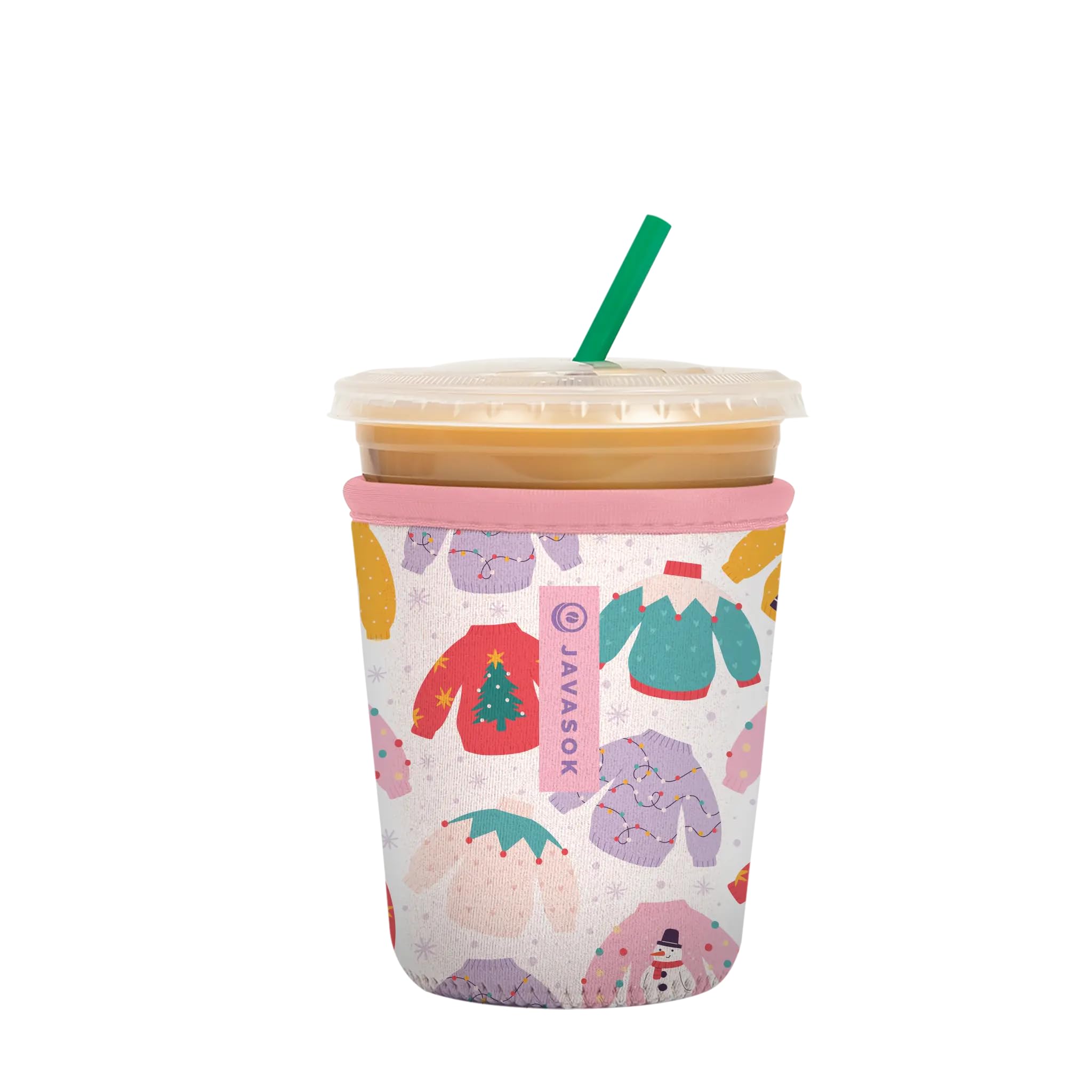 Sok It JavaSok Iced Coffee &amp; Cold Soda Insulated Neoprene Cup Sleeve (Cozy Knits, Small: 16-20oz)