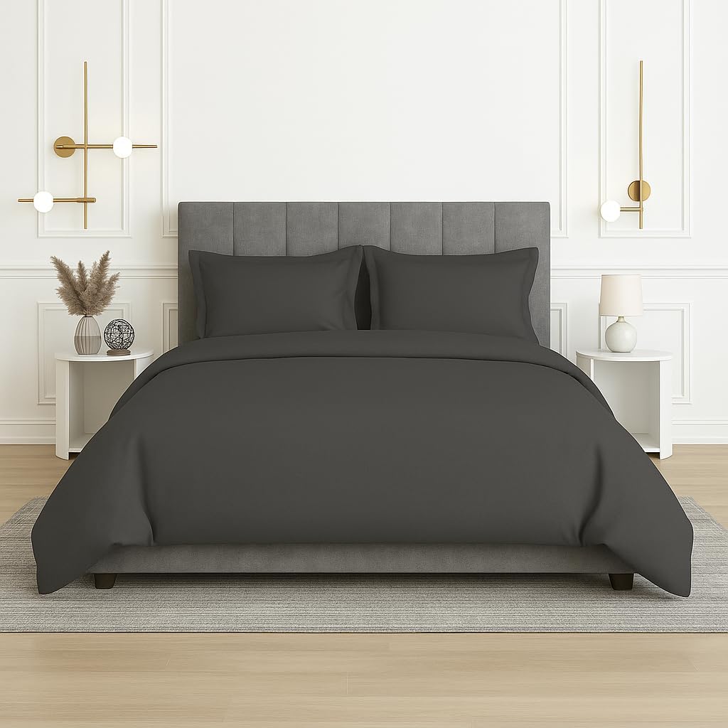 Charlotte 1-Piece Duvet Cover, 100% Egyptian Cotton, Soft & Breathable with Zipper & Corner Ties, Sateen Weave, Durable – King/Cal King (Bright White)