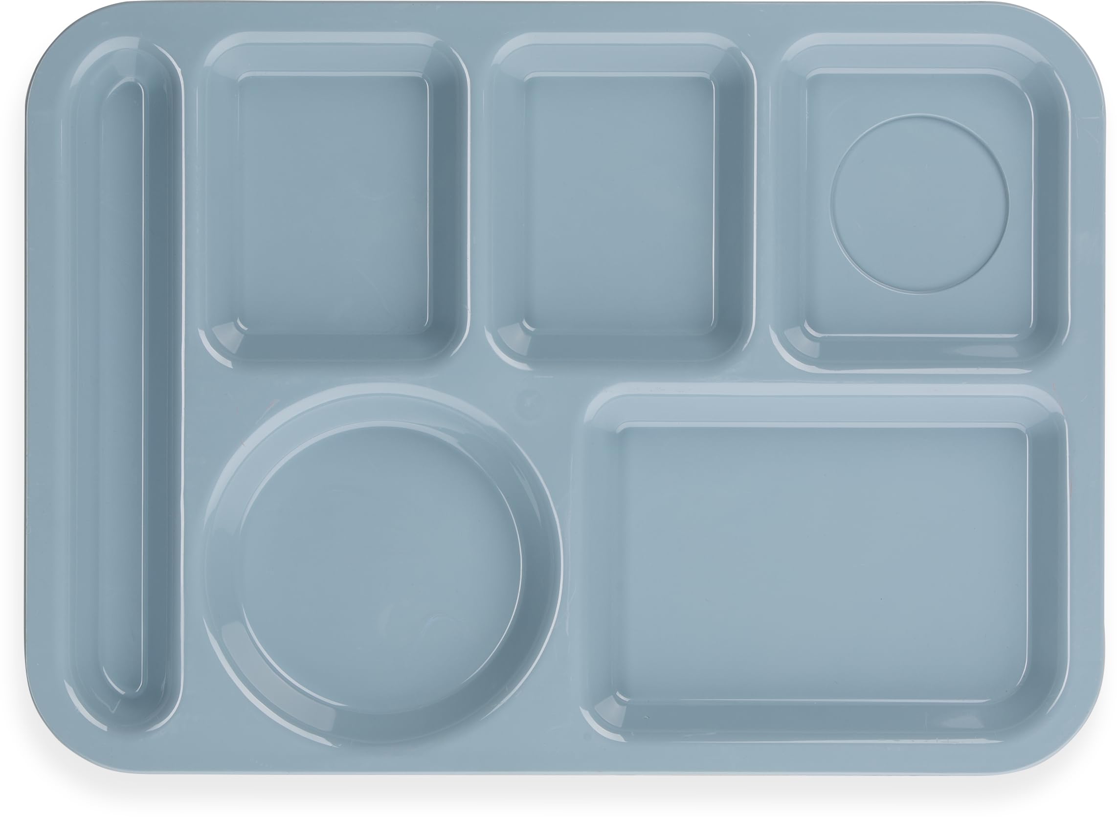 Carlisle FoodService Products Lunch Tray Left Hand Tray with Six Compartments for Schools, Hospitals, and Restaurants, Plastic, 14 x 10 Inches, Slate Blue, (Pack of 24)