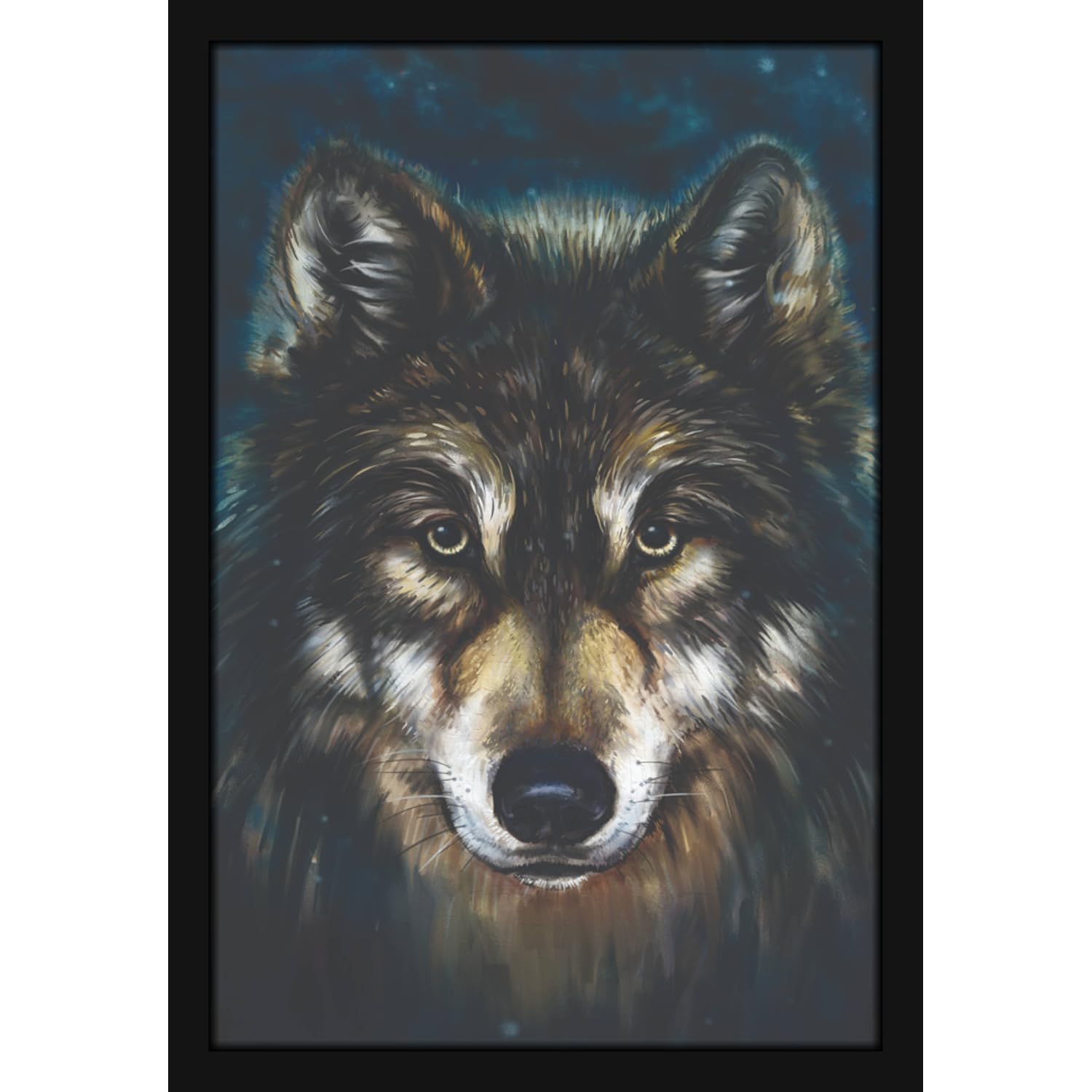 Mad Masters Wolf Wild Animal Painting Aesthetic Hanging Photo Frame Decorative Item Home Decoration and Wall Decor for Living Room and Bedroom (MM 1261, 12x18 Inch, Paper, With Plexi Glass)