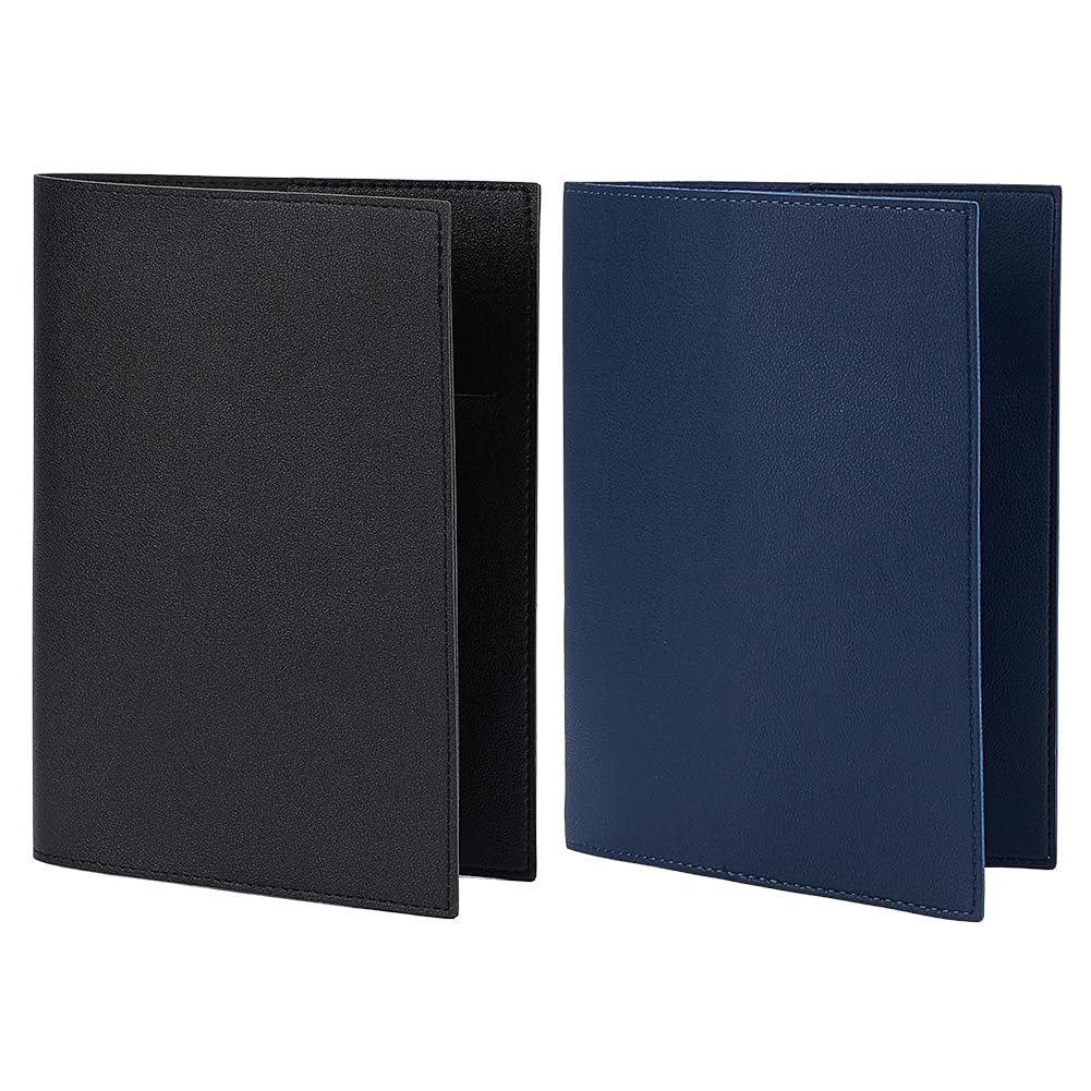 WEBEEDY 2 Colors PU Leather Cover for A5 Notebooks 23x33.5cm Refillable Journal Cover A5 Book Covers for Journal,Personal Planner Writing Accessory Back to School Graduation Gift, Dark Blue,Black