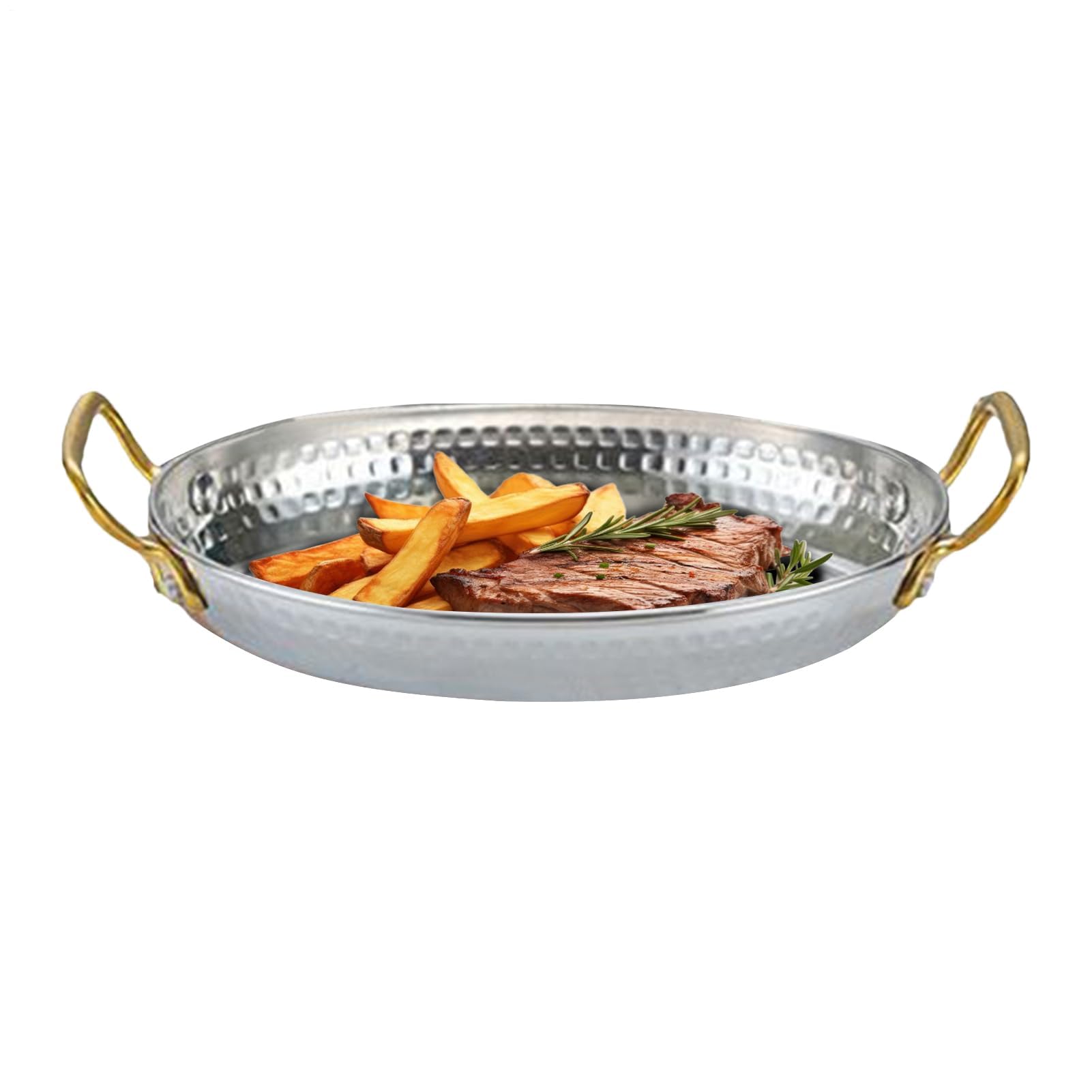 Bandeja de acero inoxidable con asas, bandeja resistente al calor para aperitivos de carne, mariscos, bandeja para uso doméstico