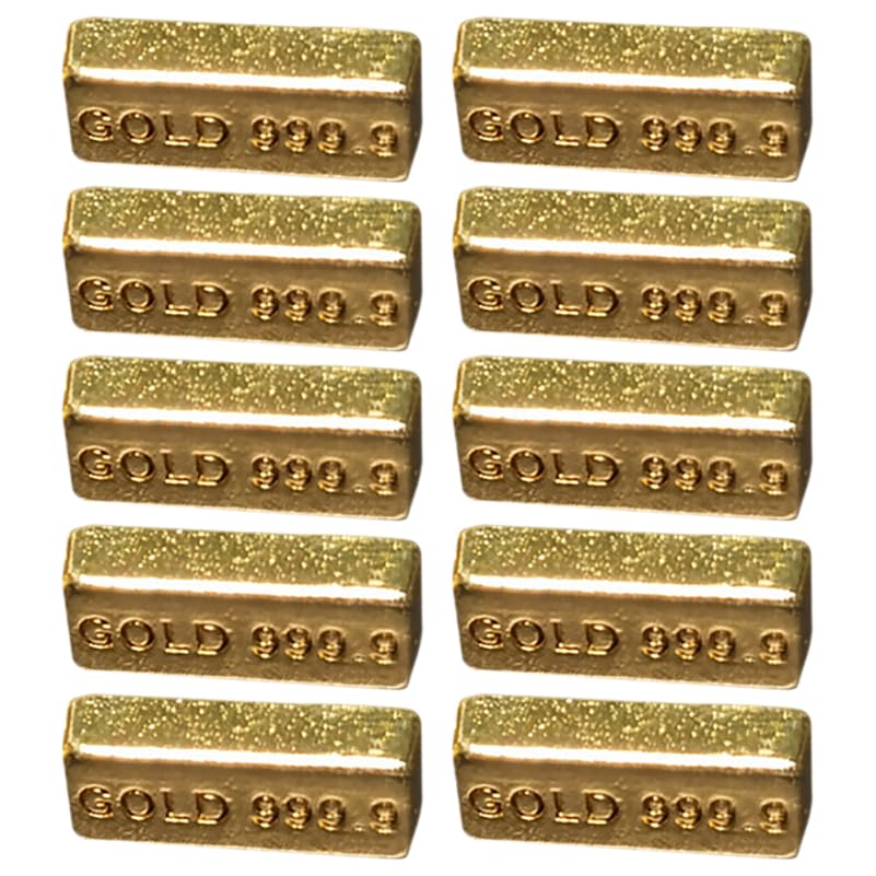 VICASKY Gold Bar Mini Dolls House Kitchen Rug For Doll Miniature Accessories Dollhouse 10Pcs Brick Model Realistic Zinc Alloy Decorative Props for Diy Crafts and Photography