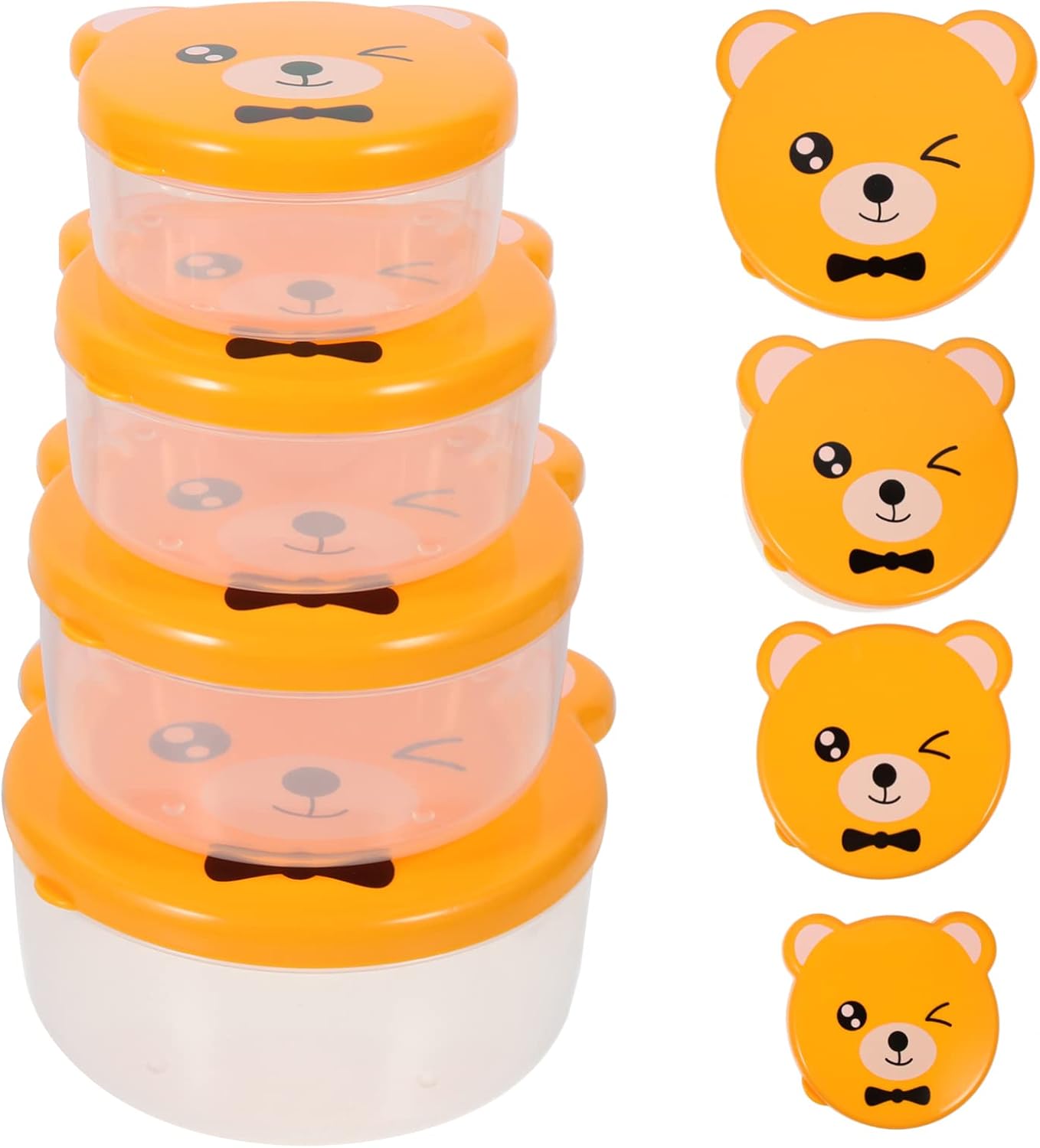 Bears Plastic Food Container 4pcs Bento Box Condiment