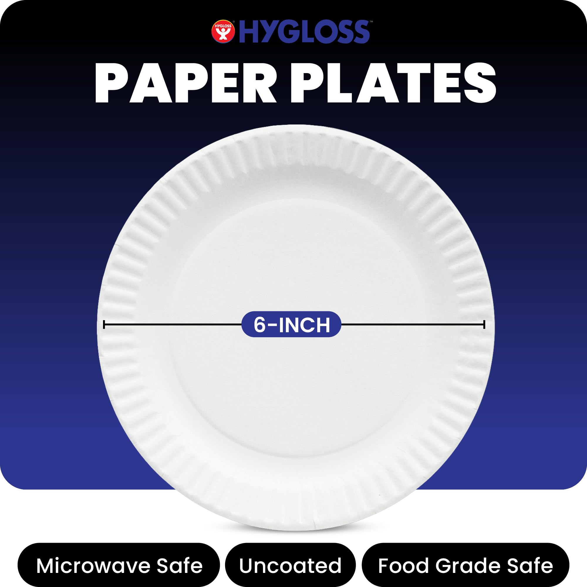 Hygloss Products Pappteller – unbeschichteter weißer Teller – Verwendung für Lebensmittel, Veranstaltungen, Aktivitäten, Bastelprojekte und mehr – umweltfreundlich – recycelbar und Einwegteller – 15,2