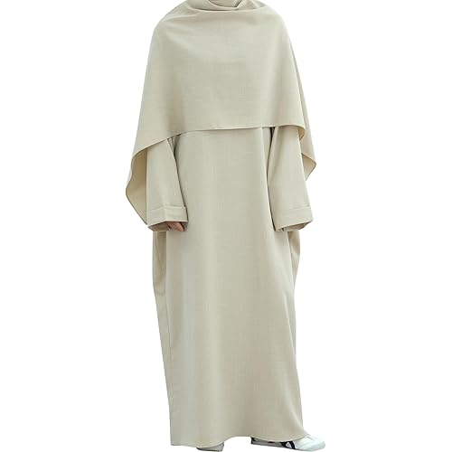 Elegant Muslim Long Robe Set Abaya with Matching Shawl and Back Zipper Modest Comfortable Islamic Outfit Prayer Dress