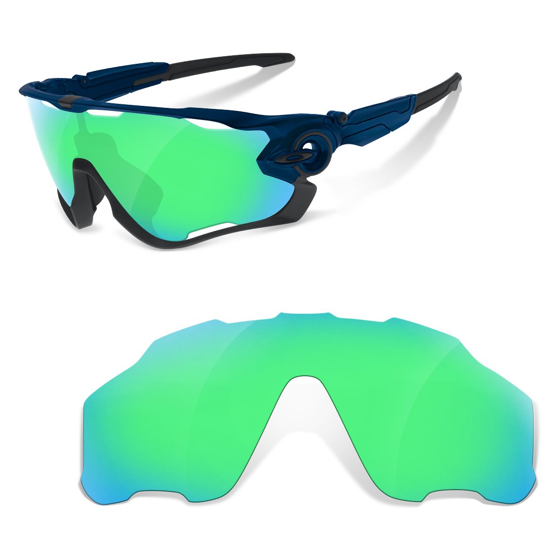 Verres de rechange compatibles pour Oakley Jawbreaker, Superduro vert saphir