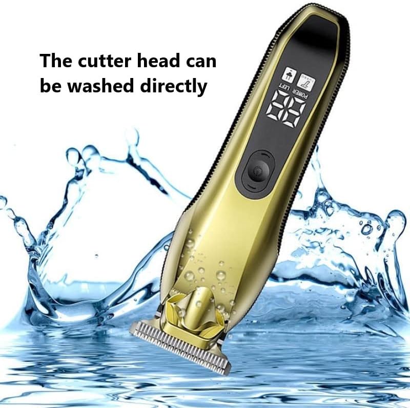 Hair for Men Clipper Professional Electric TrWith LED Screen Washable Rechargeable Strong Power Steel Cutter Head(Gold)