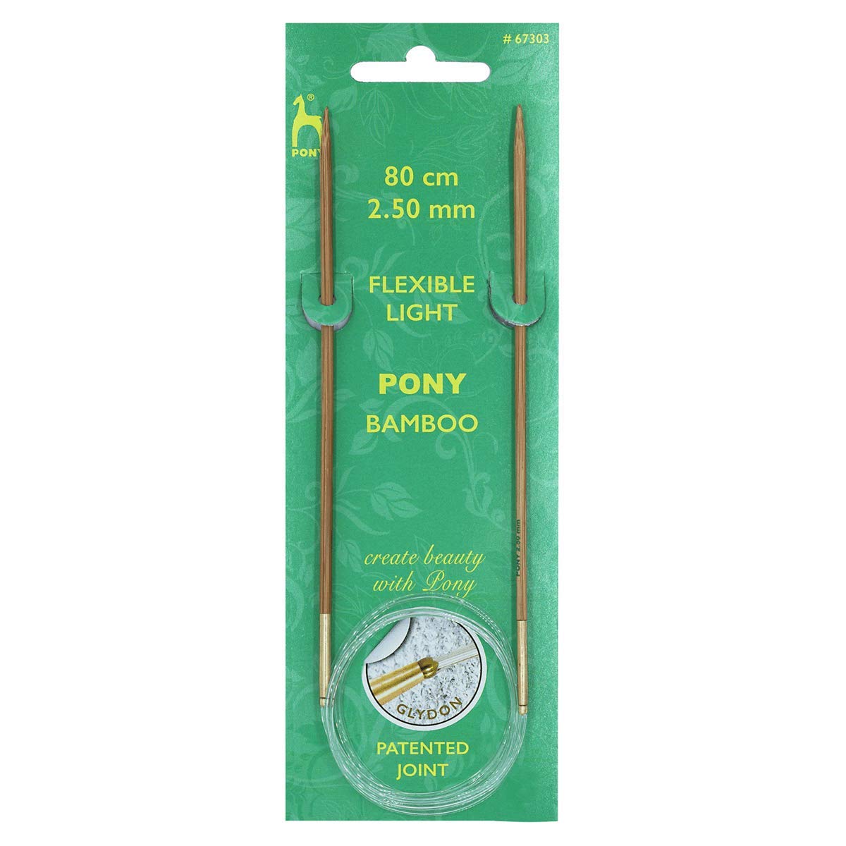 Agujas de tejer pony: circular: fijas: bambú: 80 cm x 2,50 mm