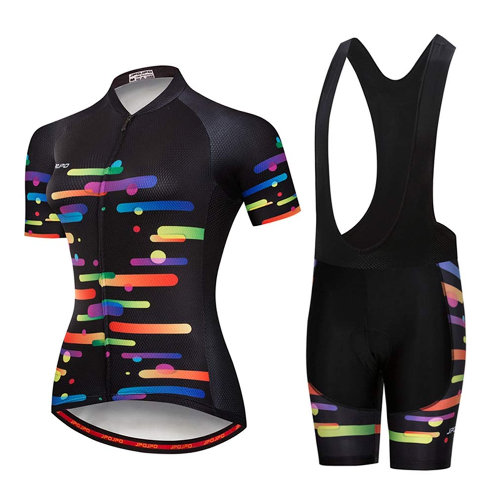Summer Women MTB Bike Cycling Clothing Mountain Cycling Jersey Bicycle Bib Shorts Sets Striped Black L