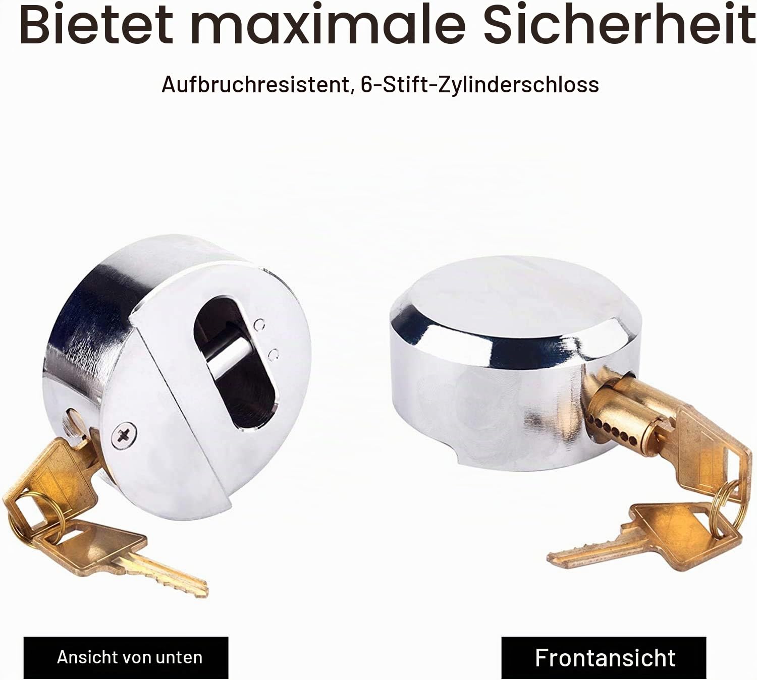 Verschluss Schnalle Schloss, Edelstahl Keyed Hasp Lock Sicherheitsüberfalle mit Schloss für LKWs, Lieferwagen, Tore, Industrie, Schaufenster und Geschäftstoren, 73 mm, Stahl mit Bolzen