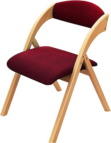 QQXX Wood Folding Chair with BackrestComfortable Dining Chair Folding Chairs with Padded SeatsPortable Wooden Foldable Chair Home Office Desk Chair