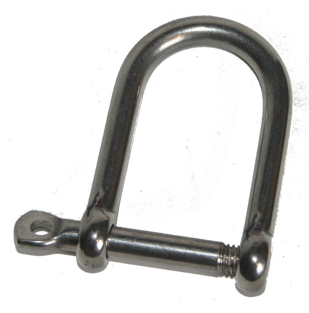 Nautos Forged Large D Shackle with SCRE Eye PIN - Stainless Steel 316 (6mm - 1/4