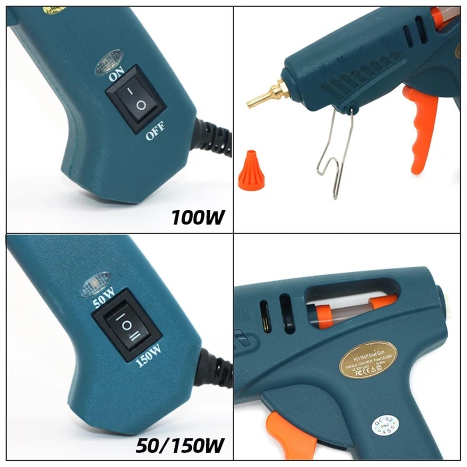 Pistola for colla a caldo, ullo in rame da 50 W/150 W 100 W for stick di colla da 11 mm Borsa for attrezzi for pistola a caldo adesiva fai da te for la casa Creazione senza sforzo(50-100w,Tool Bag)