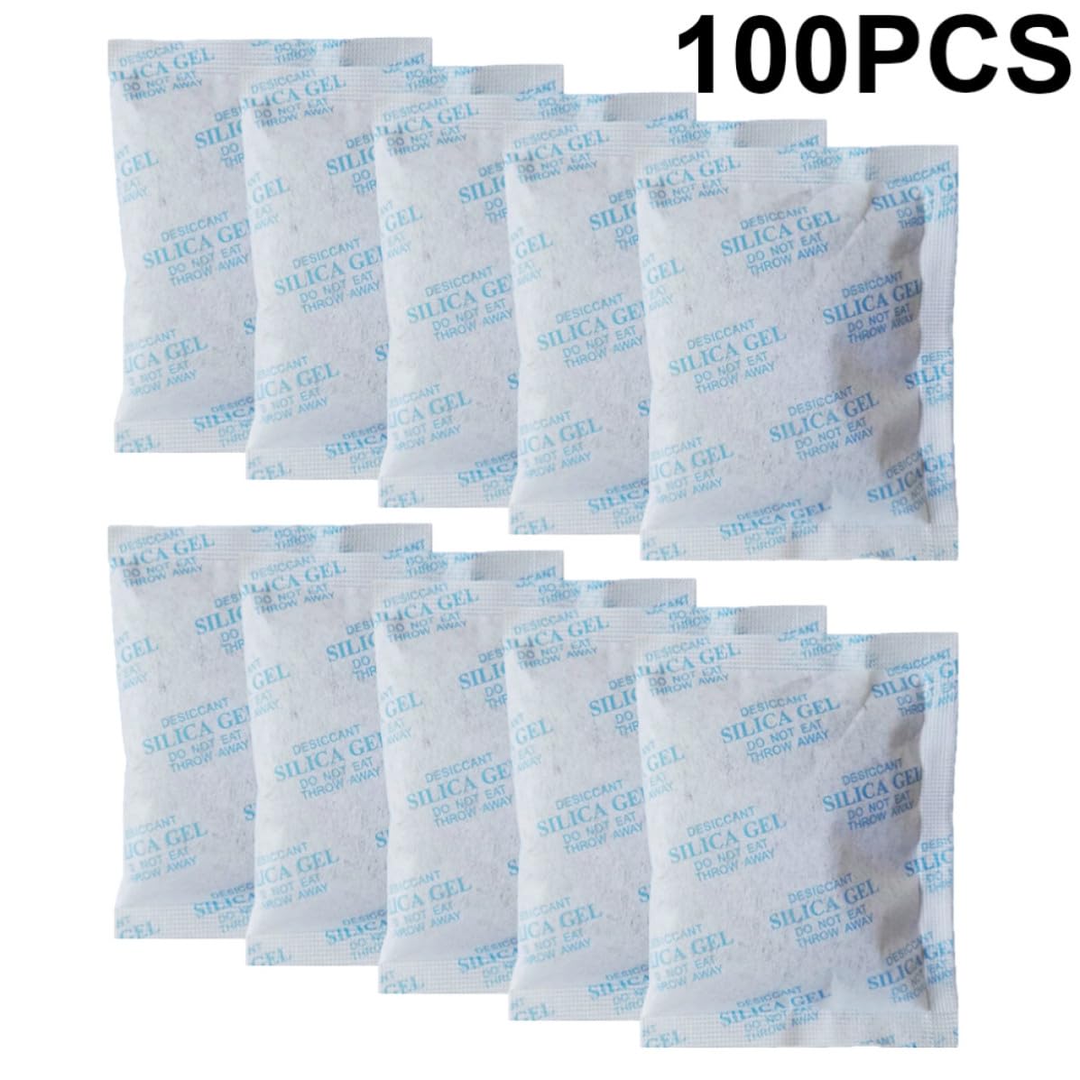 100 Pezzi Bustine Essiccanti Gel di Silice da 10g Tessuto Non Tessuto, Prevenzione Corrosione e Riduzione Condensa, per Cassetti e Abbigliamento