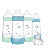 MAM 9oz Easy Start Anti-Colic Baby Bottles, Medium Flow with Bonus Fast Flow Nipple, Breastfeeding-Like Silicone, Reduces Colic and Gas, Easy-to-Clean, BPA-Free, 2 Plus Months