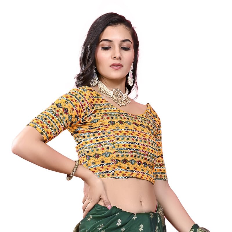 Image of Colorful Street Cotton Stretchable Round Neck Printed Blouse