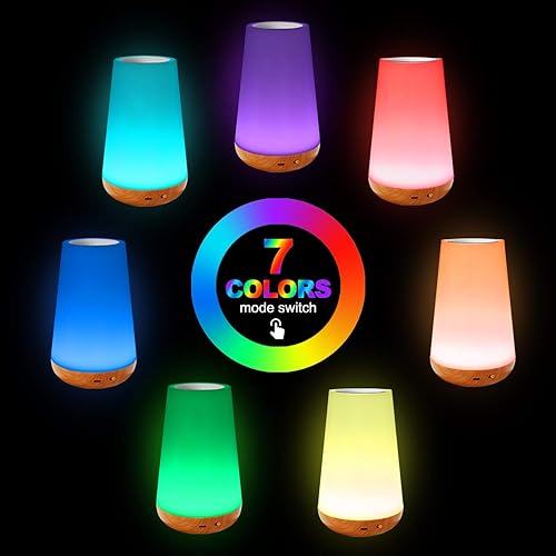 Miniatura 3 de Lámpara de noche LED táctil, lámpara de mesita de noche para dormitorio de niños recargable regulable con control remoto luz blanca cálida RGB