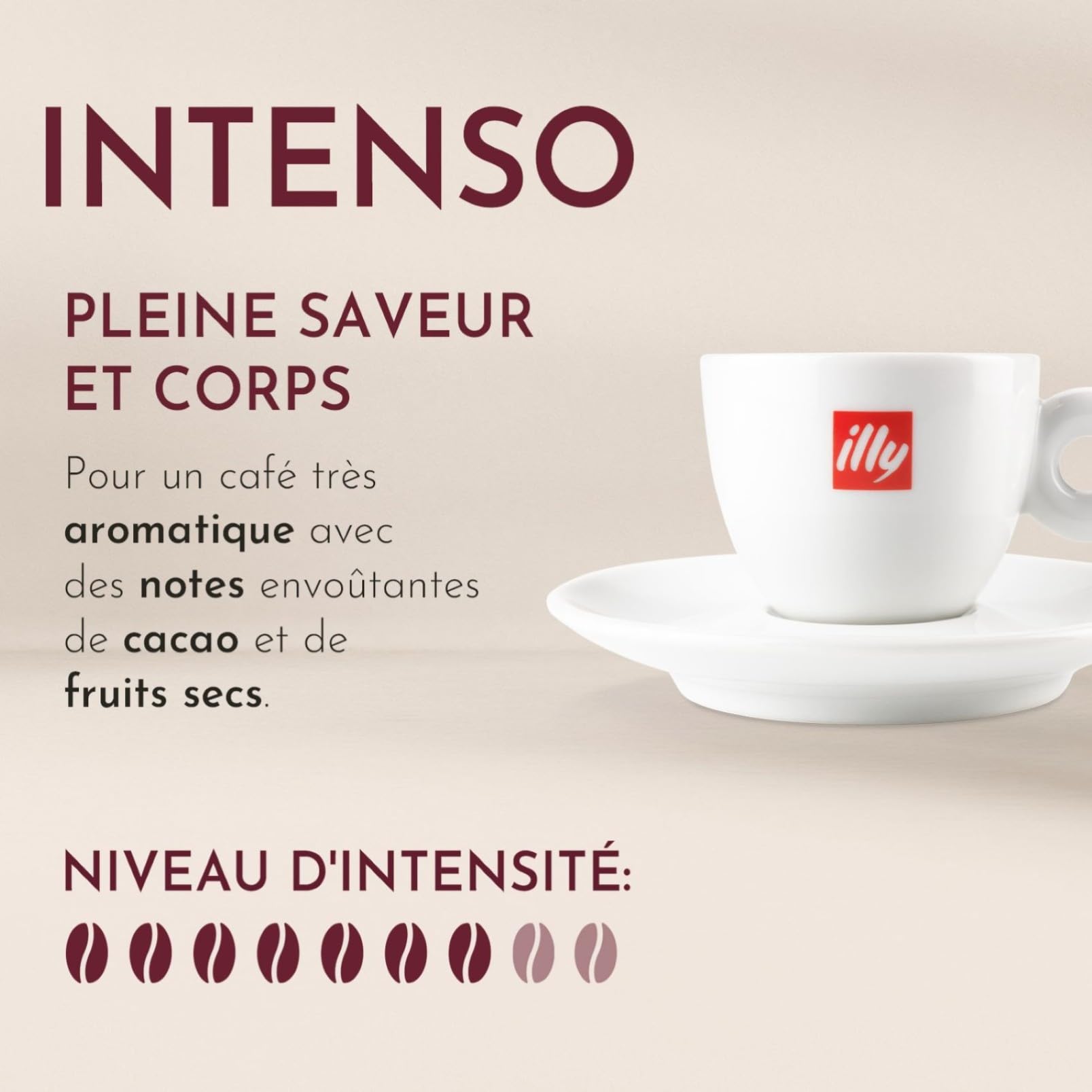 illy, Café en Grains à Moudre INTENSO, 100% Arabica avec des Notes de Cacao et de Fruits Secs, Arrière-goût Corsé, Paquet de 6 Boîtes (6 x 250g)