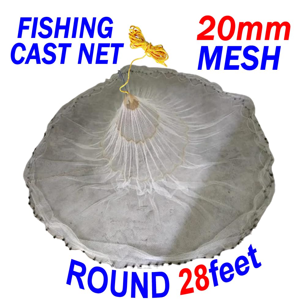 Buy CAST Fishing NET 20mm MESH(Gap), Round 28feet, Height 7feet, Weight 2kg  Fishing Net Online at Low Prices in India - Amazon.in