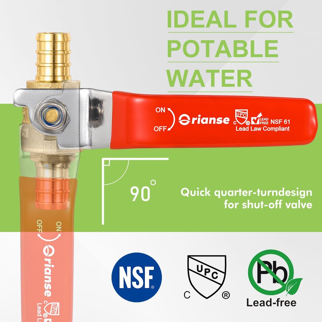 10 Pack 3/4 Inch Heavy Duty Pex Ball Valve Brass Barb Crimp PEX 1/4- Turn Full Port Shut Off Ball Valve For PEX-b Connection Hot and Cold Water,Cetified by NSF/ANSI 61, ASTM F1807