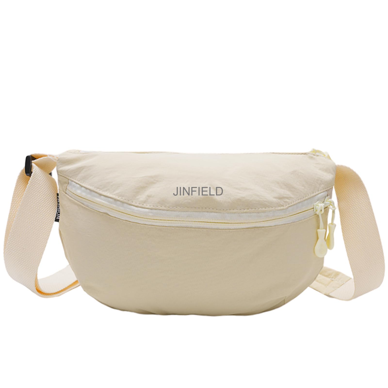 Jinfield Sling Crossbody Bag Women Hobo Bag Lady Dumpling Bags Padded Strap Adjustable Nylon Crescent Purse for Daily Travel Workout Hiking Shopping Beige
