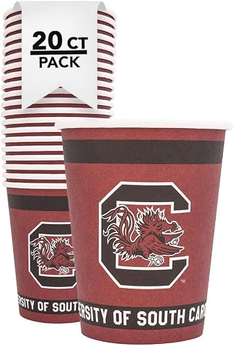 Desert Cactus University of South Carolina Paper Cups USC Gamecocks 20 Count 9 Ounce Cold Beverage for Tailgates, Graduation, Party and Game Day Decoration (Design A)