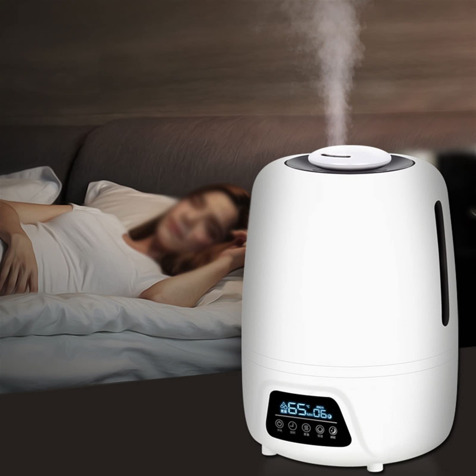 Humidificadores de Aire Humidificador silencioso del hogar Dormitorio 5L Humidificador de gran capacidad: humedad constante inteligente y apagado automático: humidificador de tiempo con bandeja de ace
