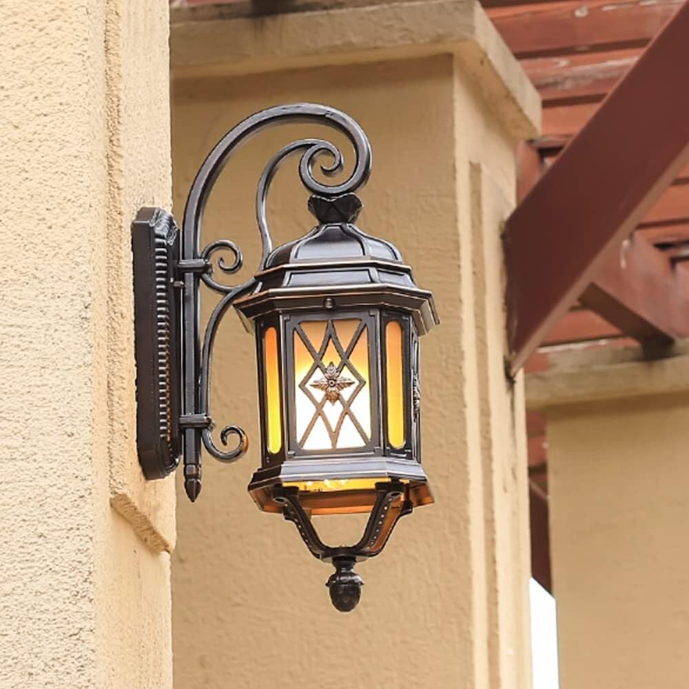 Lampade Da Parete Per Esterni Applique Da Parete Per Esterni Retrò Europea In Alluminio Con Paralume In Vetro, Lampada Per Veranda, Patio, Giardino Per Patio Ed Esterni