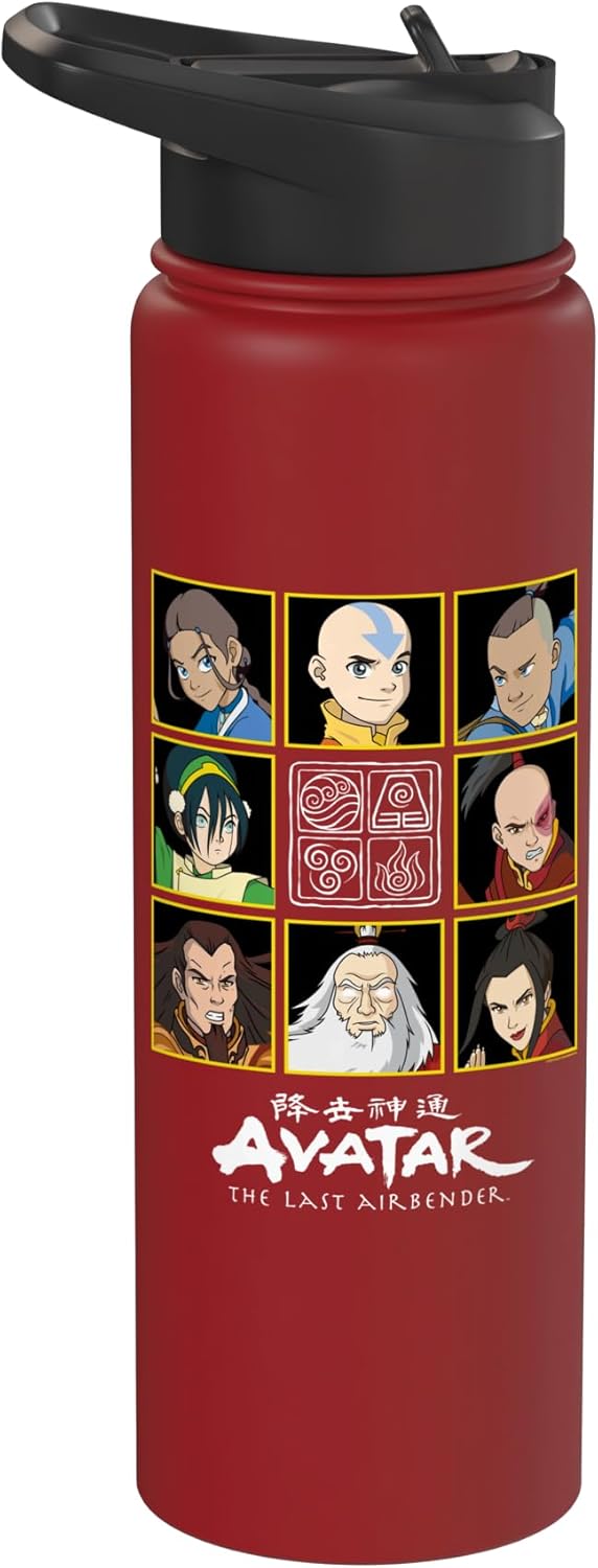 Avatar Gaang Aang Toph Katara Sokka Zuko Azula Ozai Roku Stainless Steel Insulated Water Bottle