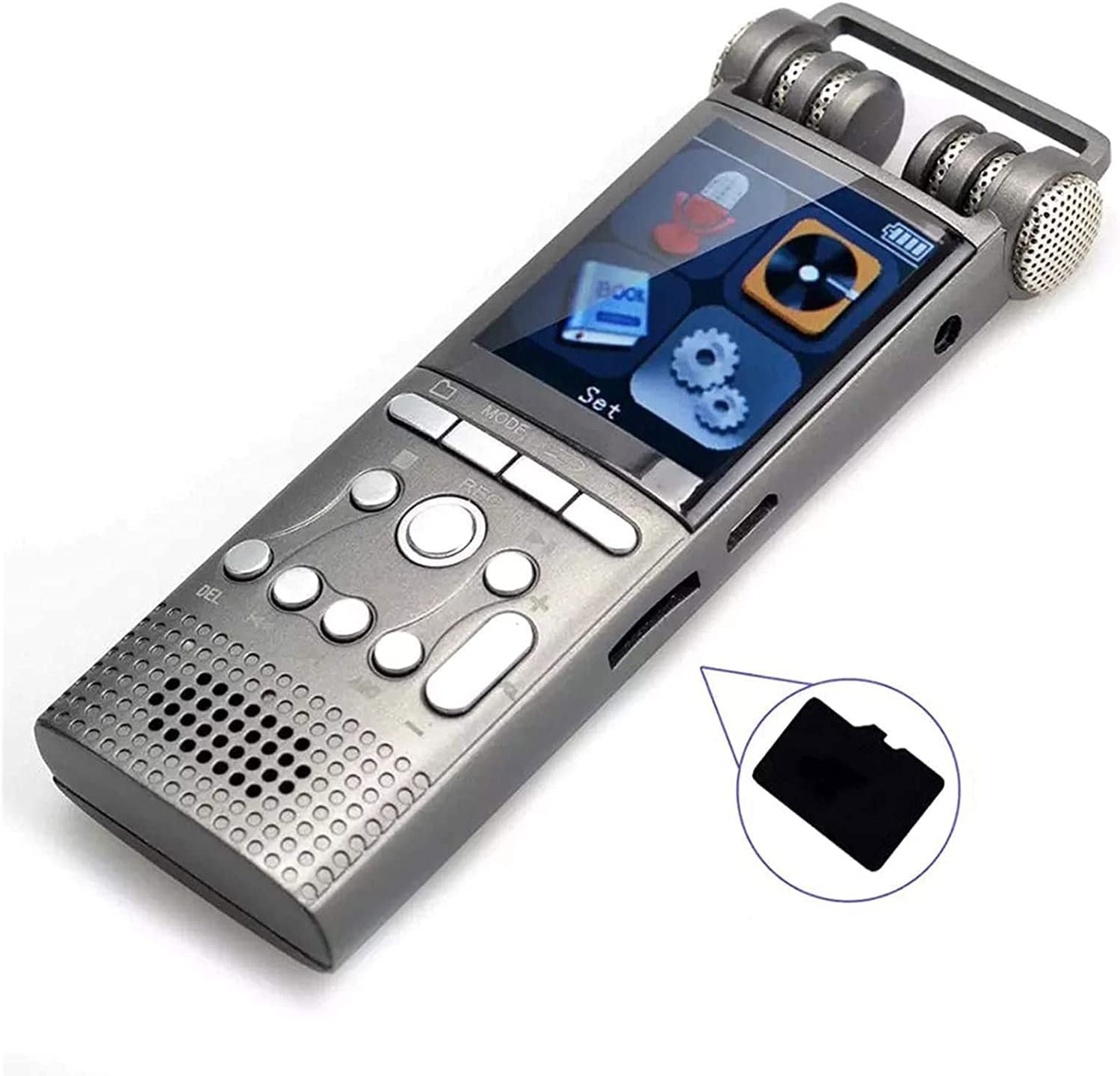 Cyfrowy dyktafon 8 GB, aktywowany głosem, z odtwarzaniem, mały magnetofon do wykładów, spotkań, wywiadów, mini rejestrator audio, ładowanie USB, MP3