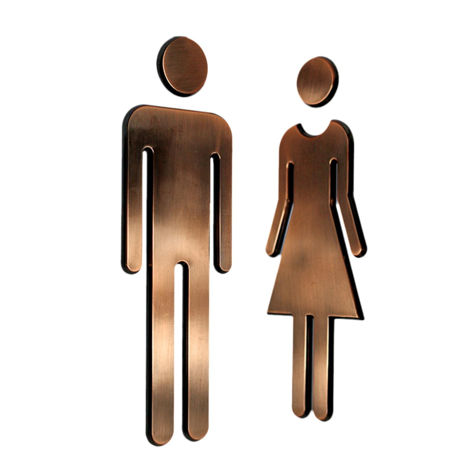 Generic 2 Pezzi di Adesivi per WC per Uomo E Donna, Resistenti in Plastica per La Porta Del Lavabo Adatti per Hotel, Negozi, Ristoranti, Uff, Bronzo