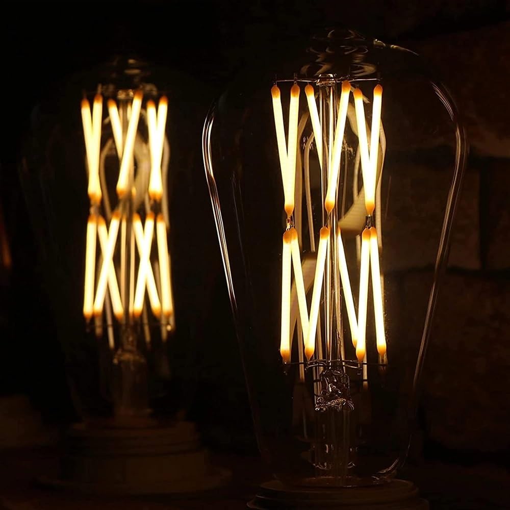 1fortunate Paquete de 5, bombillas LED Vintage de filamento Edison AC220V E27 ST64 12W/16W lámpara de vidrio transparente 2200K(ST64 16W)