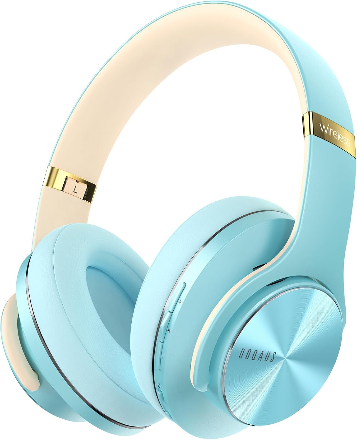 DOQAUS Kopfh rer Kabellose Bluetooth mit App-SteuerungBlau Bluetooth Kopfh rer Over Ear mit 9 EQ-Modi90 Std.Akku HiFi Stereo Bass mit Mikrofonf r Reisen/B ro/Handy/PC/Laptop