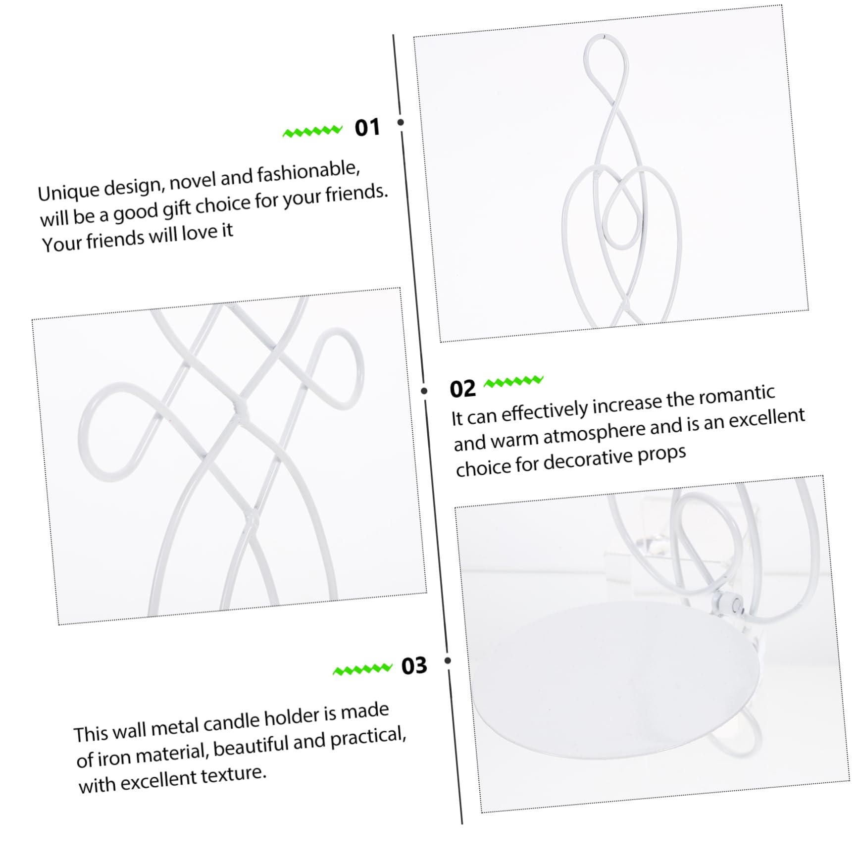 Zerodeko 1 Set Gothic Wall Mounted Rustic Candle Holder Wall Candle Shelf Wall Hanging Stand Tealight Wall Sconce Candlestick Wall Sconce Wall Holder Delicate Bracket Iron White