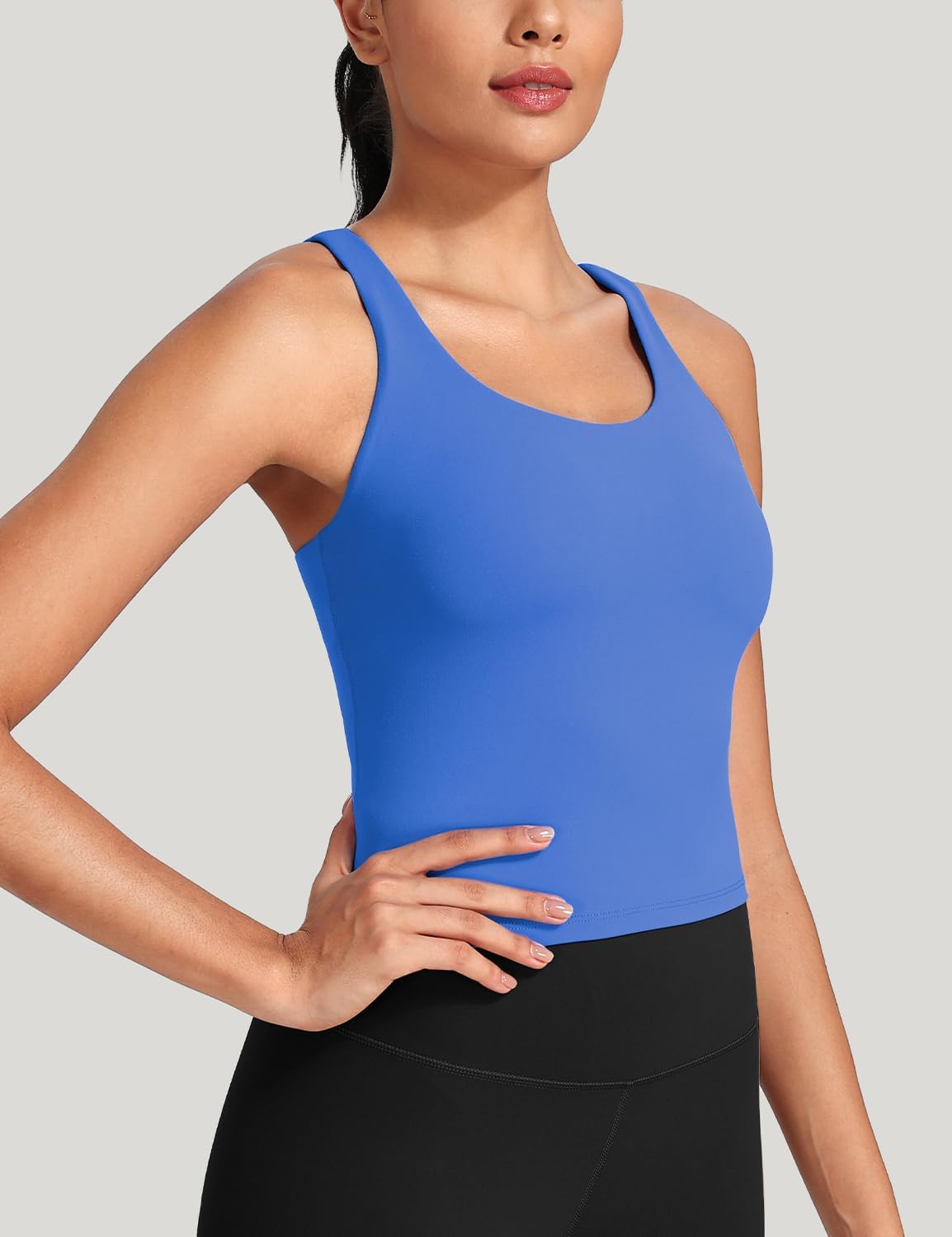 HeyNuts Longline Zeal Bras Medium Impact Wirefree Sports Bras Workout Crop Tank Tops with Removable Pads, A-D Cups - Image 3