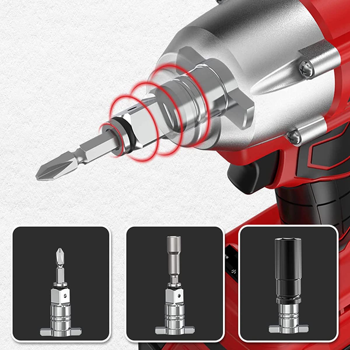 Montaggio incudine per avvitatore a percussione compatibile con alloggiamento per trapano, attacco quadrato da 1/2" a adattatore femmina esagonale da 1/4"