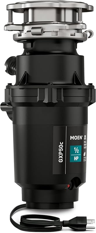Moen Prep Series PRO Eliminación de basura compacta de alimentación continua para fregadero de cocina con cable de alimentación, GXP50C