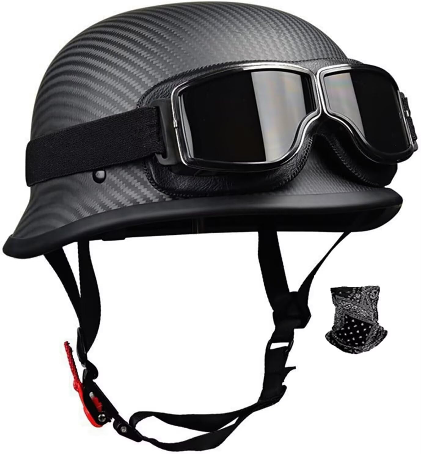 Casco Moto Unisex in Fibra di Carbonio - Casco Retro Leggero per Lui e Lei - Omologato ECE - Taglio Universale e Chiusura Rapida