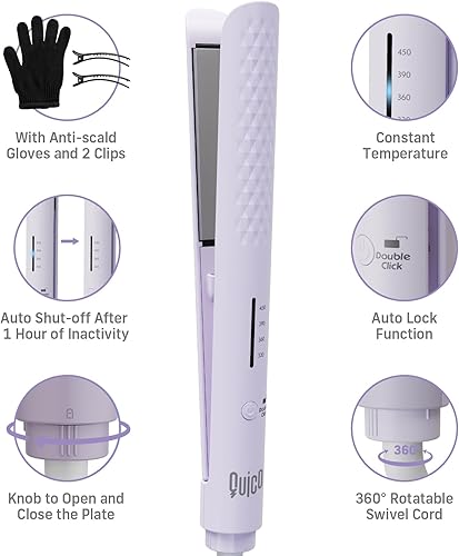 Miniatura 9 de Quico Plancha para el cabello, alisadora de cabello de viaje global de 110-240 V para mujeres, calentamiento rápido en 15 segundos, plancha plana