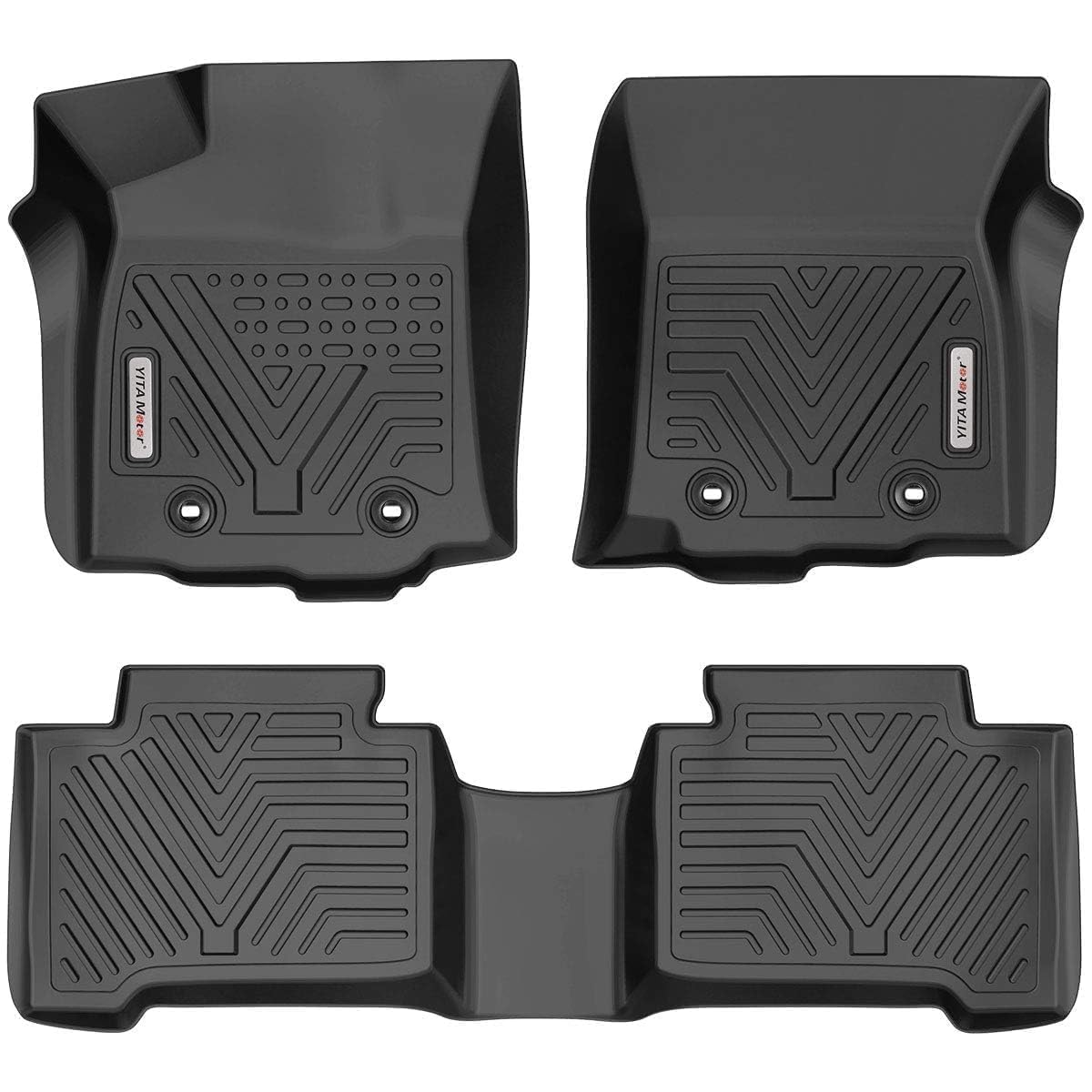 YITAMOTOR Floor Mats Fit for 2016-2023 Tacoma Double Cab, TPE Custom Fit Floor Liners for Tacoma Double Cab, 1st & 2nd Row All Weather Car Mats