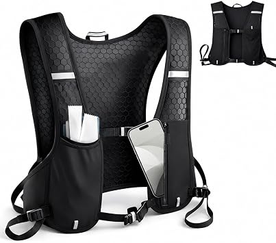 Lightweight Running Vest Backpack Adjustable for Trail Running Hiking Cycling with Phone Holder Storage - Unisex for Men Women