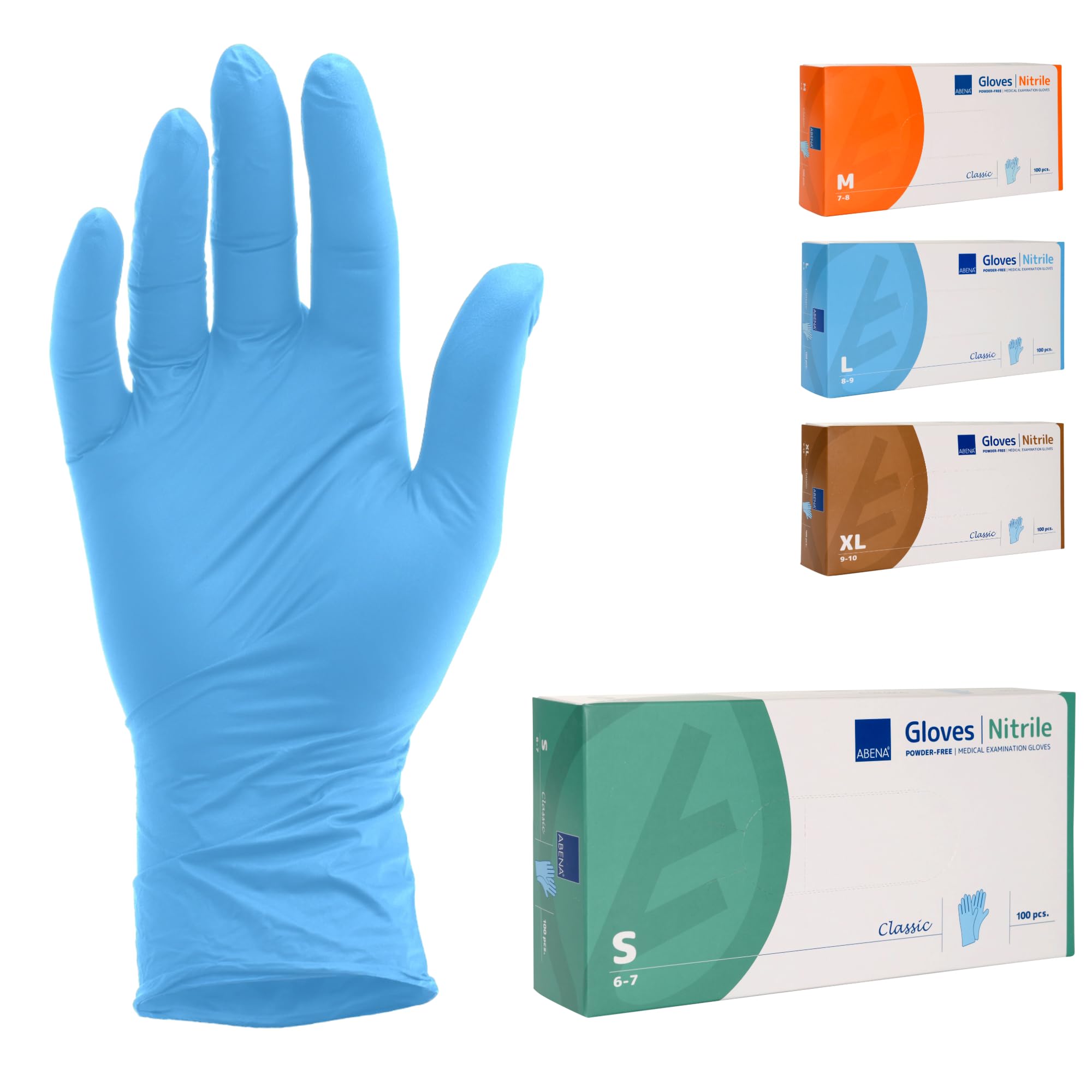 ABENA Nitril Einweghandschuhe 100 Stück Pack (Größe S) BLAU, Lebensmittelecht, Reißfest, Latexfrei, Puderfrei, Hygienische Handschuhe für Reinigungsarbeiten, Schönheitssalon & Zuhause