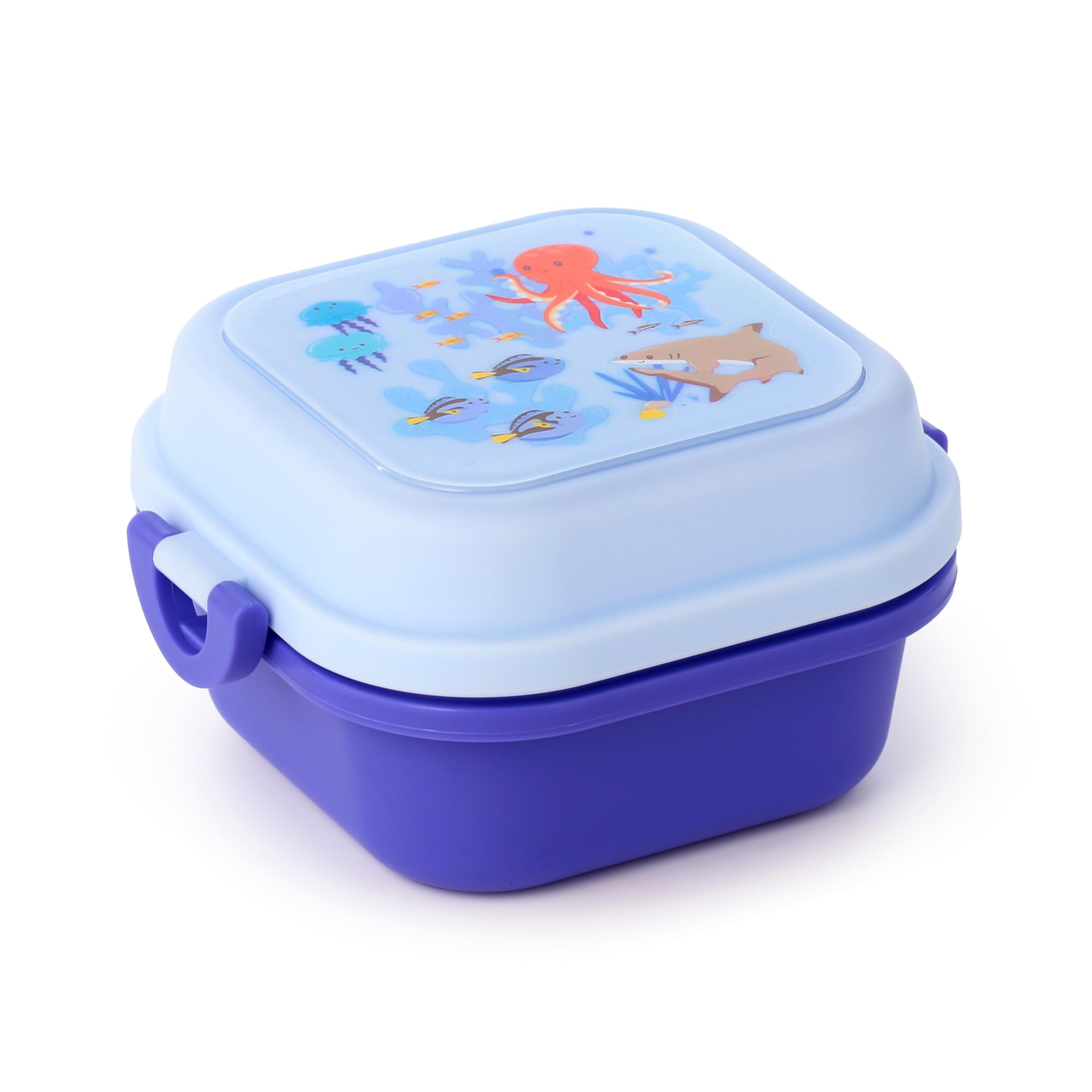 Puckator Mariniverse Clip Lock Stacked Bento Snack Lunch Box - Lunch Box for Adults and Kids with Compartments - Snack Box - Food Containers with Lids - Stackable Snack Pots for Kids - Meal Prep
