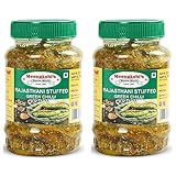 Meenakshi's Home Made Rajasthani Bharwa Hari Mirch Achar | Fiery Delight with Hot Green Chillies | 100% Natural, Fresh Pickles Made with Mother's Love | 250g (Bharwa Hari Mirch Achar) (Pack of - 2)
