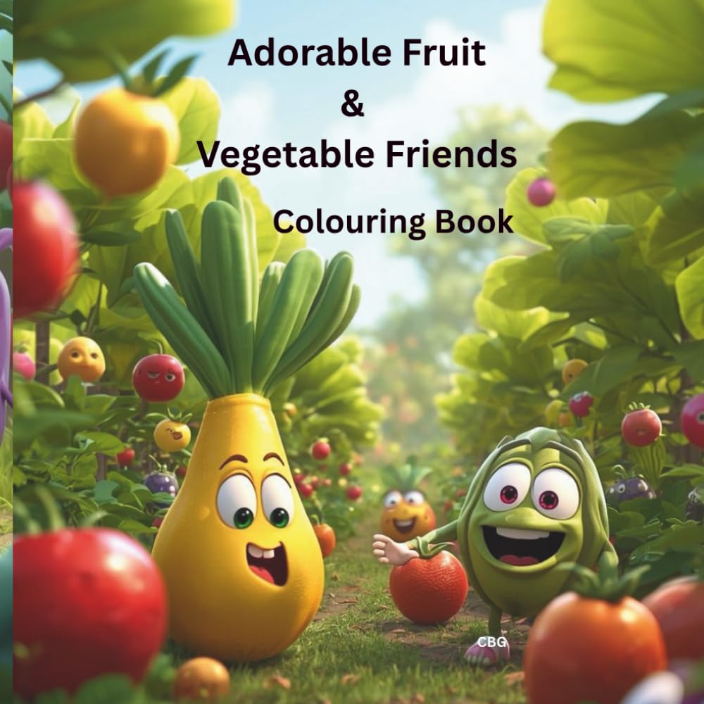 Adorable Fruit and Vegetable Friends: Simple and cute colouring book