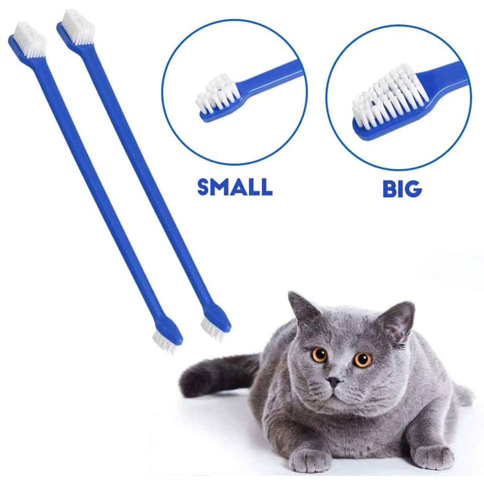 Ensemble de Brosse à Dents pour Animaux Compagnie, 200 Pièces, Ensemble de Brosses à Dents Dentaires Pratiques à Double TêTe pour Chien en Toute SéCurité, Soins Dentaires pour Chat