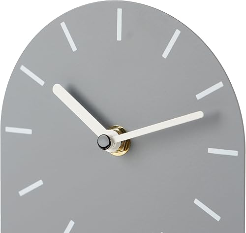 Vista 6 de SOFFEE DESIGN Reloj de mesa de una pieza con hoja de hierro con base de madera, reloj de escritorio sin tictac funciona con pilas para sala